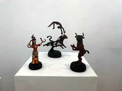 Three sculptures by artist Valerie Falk