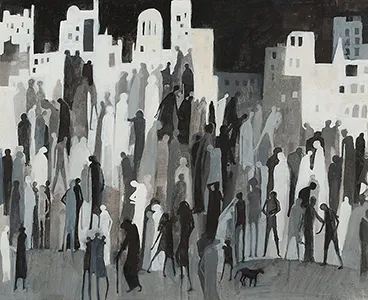 Crowd Before the Gate, by Leslie Jackson