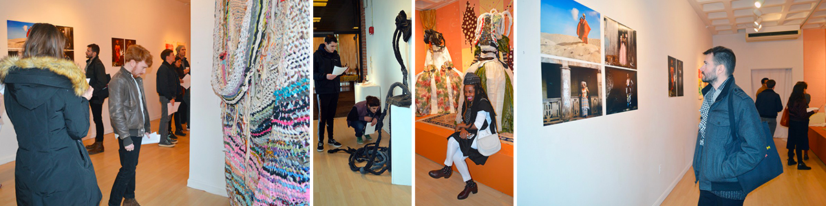 Visitors to the Higgins Art Gallery for the Victoria-idongesit Udondian exhibit