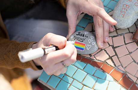 Student working on a craft project